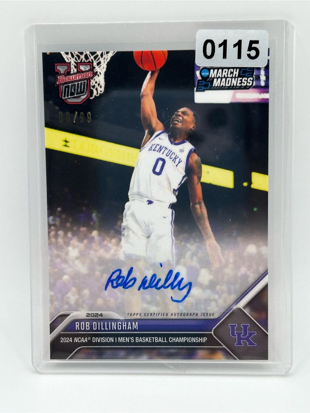 Rob Dillingham Autographed 8/99 U Kentucky Basketball🏀2024 March Madness NCAA